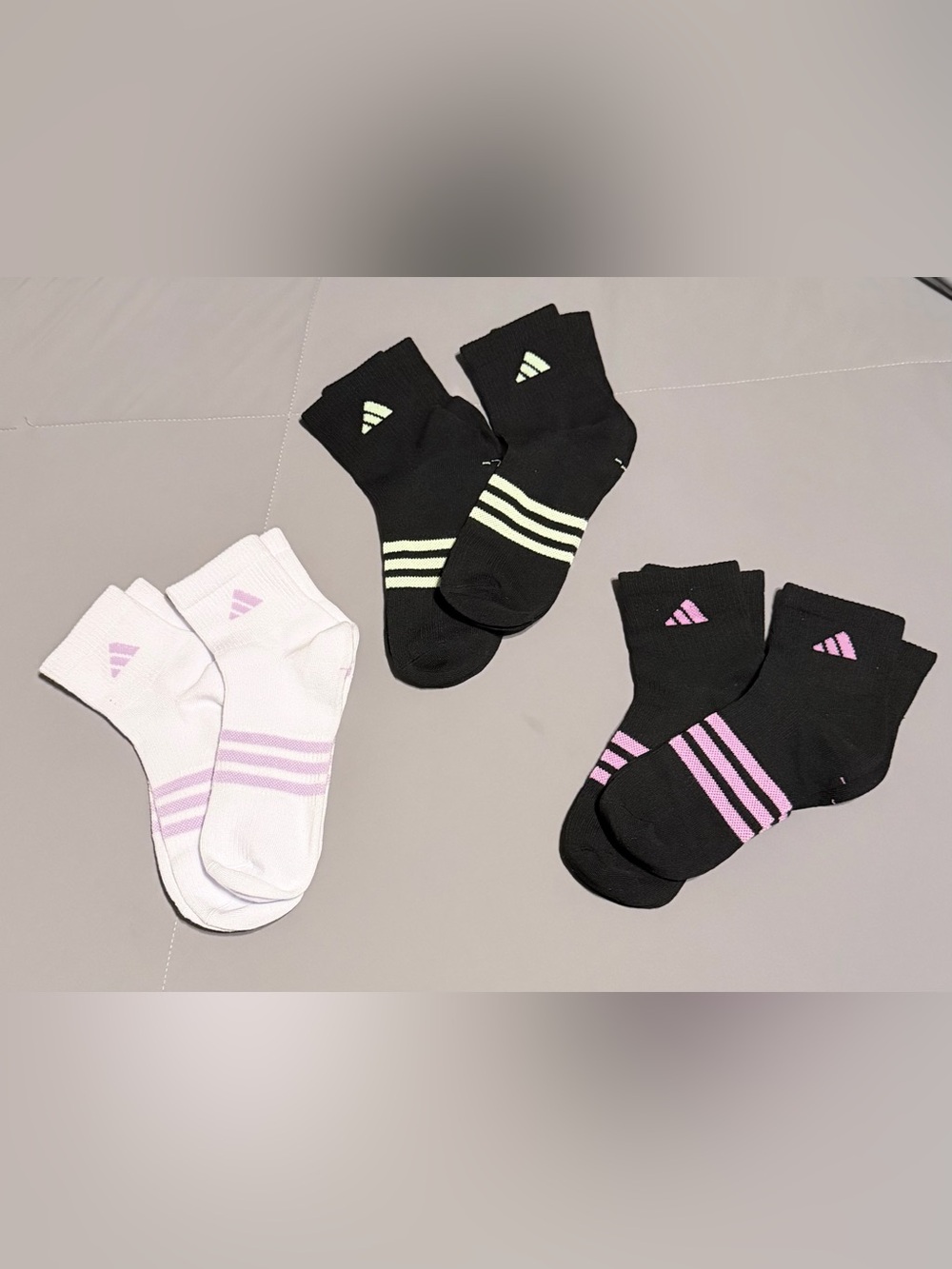 6-Pack Adidas Ankle Socks in Black & White with Pastel Stripe Accents